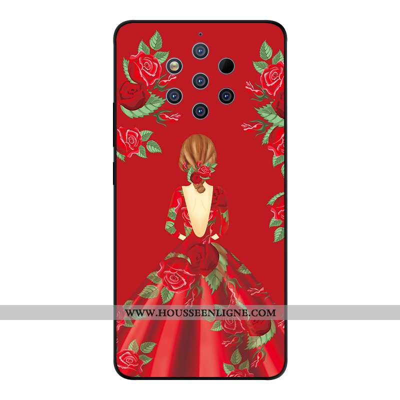 Étui Nokia 9 Pureview Protection Verre Yarn Rouge Créatif Téléphone Portable Coque