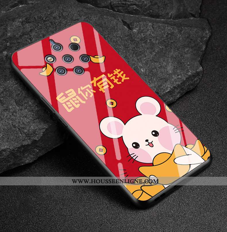 Étui Nokia 9 Pureview Verre Protection Richesse Pu Téléphone Portable Rouge