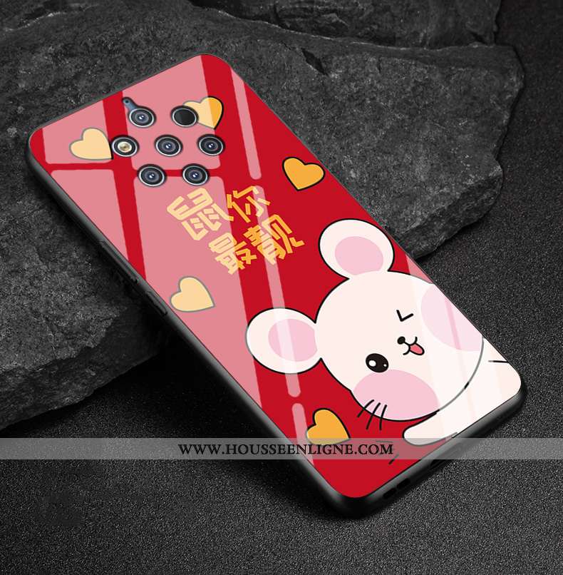 Étui Nokia 9 Pureview Verre Protection Richesse Pu Téléphone Portable Rouge