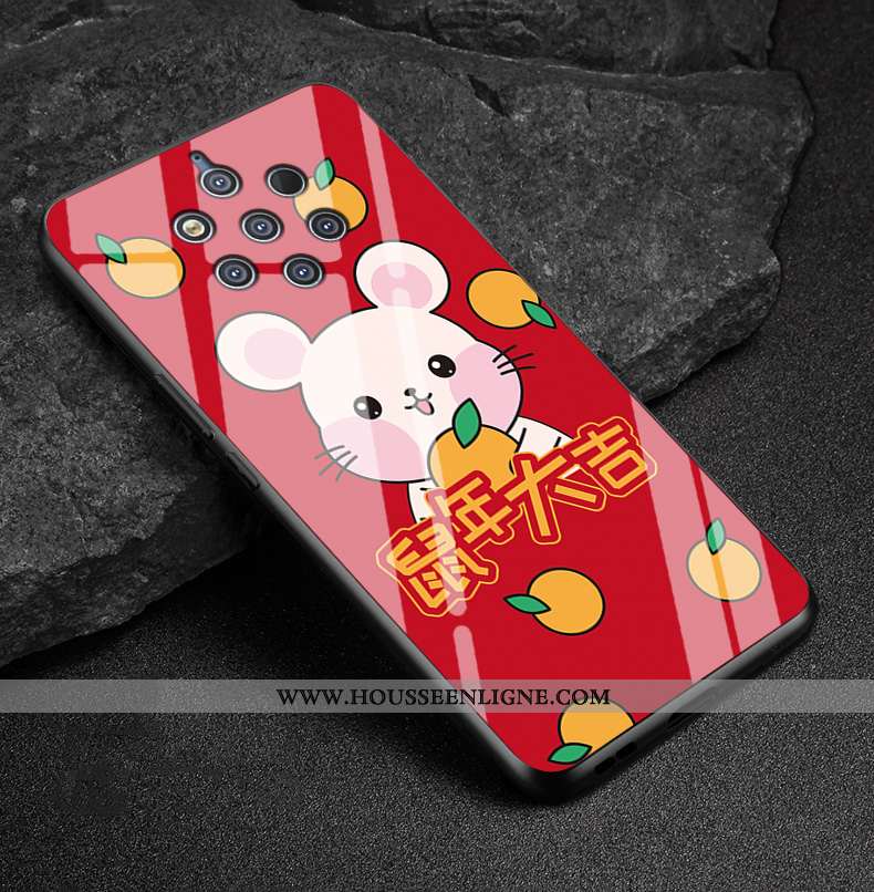 Étui Nokia 9 Pureview Verre Protection Richesse Pu Téléphone Portable Rouge