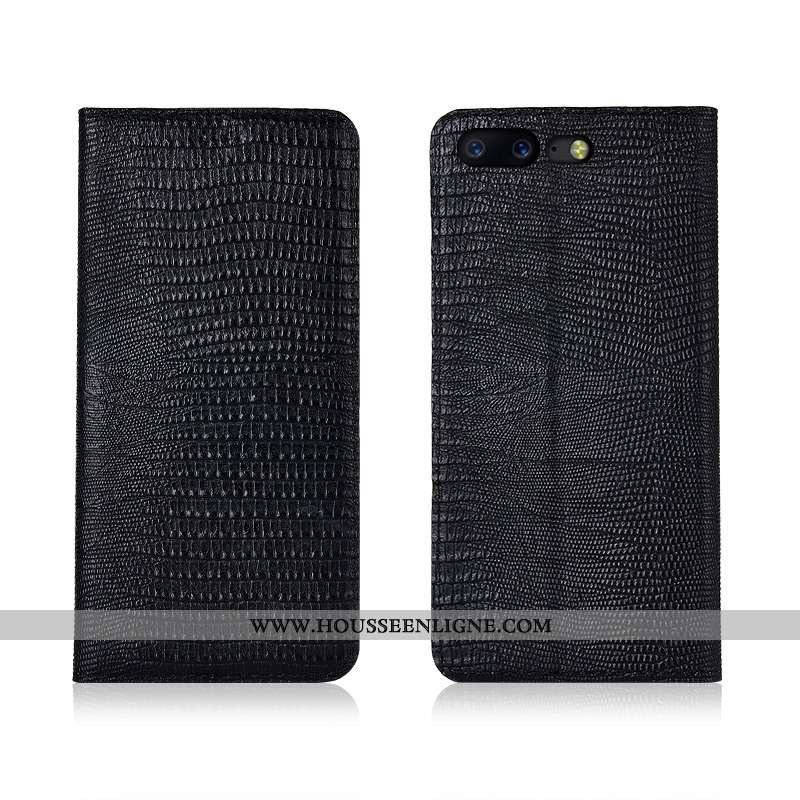 Étui Oneplus 5 Cuir Véritable Cuir Silicone Tout Compris Incassable Protection Noir