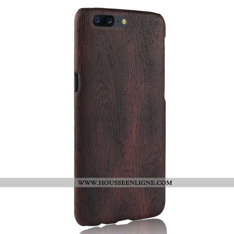 Étui Oneplus 5 En Bois Cuir Coque Incassable Modèle Fleurie Vintage Protection Violet