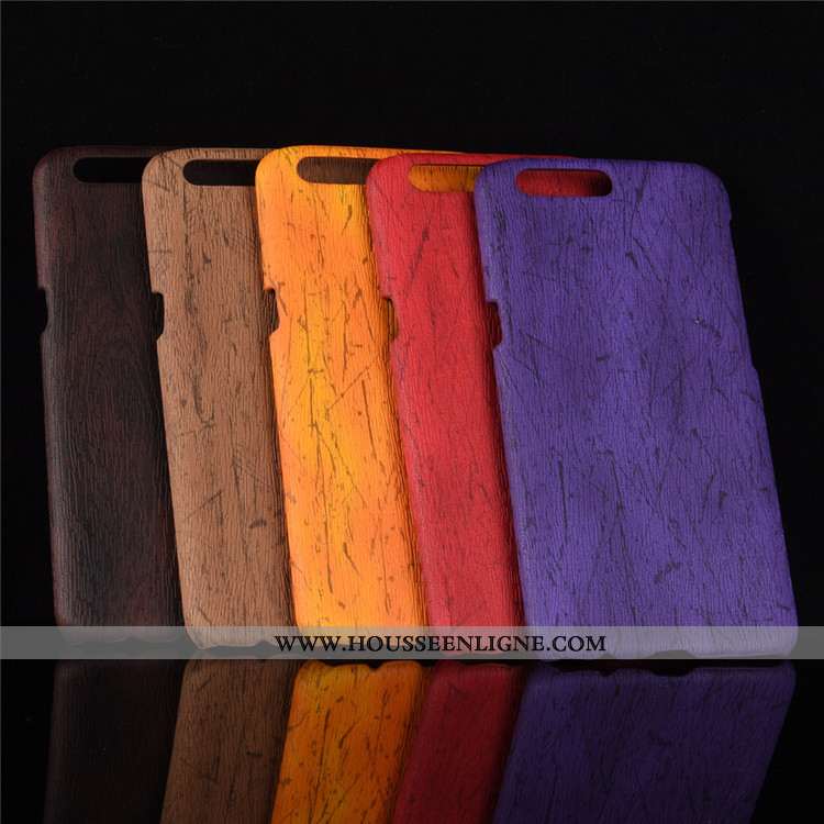 Étui Oneplus 5 En Bois Cuir Coque Incassable Modèle Fleurie Vintage Protection Violet
