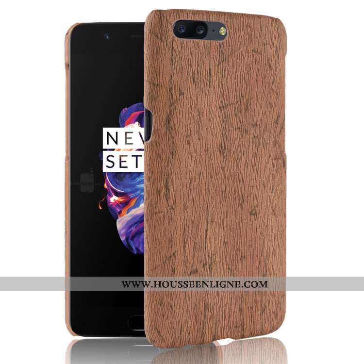 Étui Oneplus 5 En Bois Cuir Coque Incassable Modèle Fleurie Vintage Protection Violet