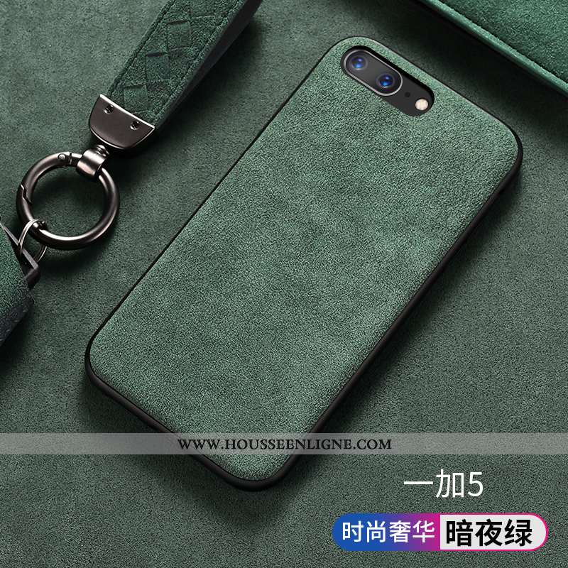Étui Oneplus 5 Luxe Personnalité Coque Tendance Vert Daim Fourrure Antidérapant Turquoise