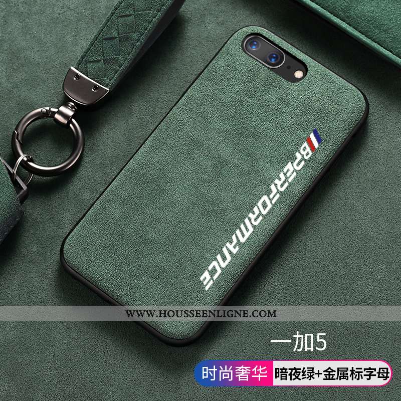 Étui Oneplus 5 Luxe Personnalité Coque Tendance Vert Daim Fourrure Antidérapant Turquoise