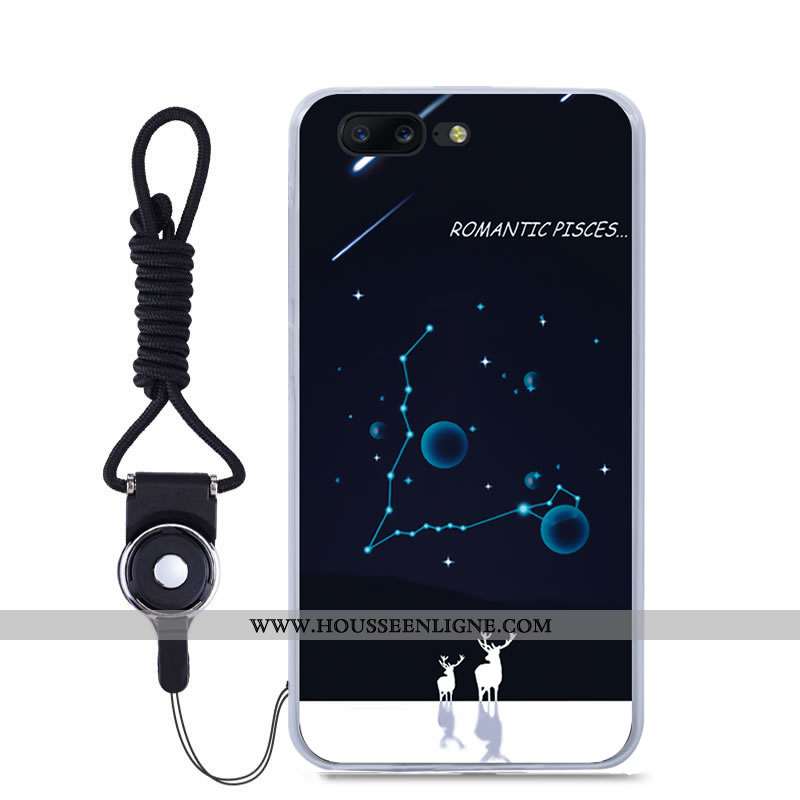 Étui Oneplus 5 Légère Protection Peinture Couleur Bleu Gaufrage Tout Compris