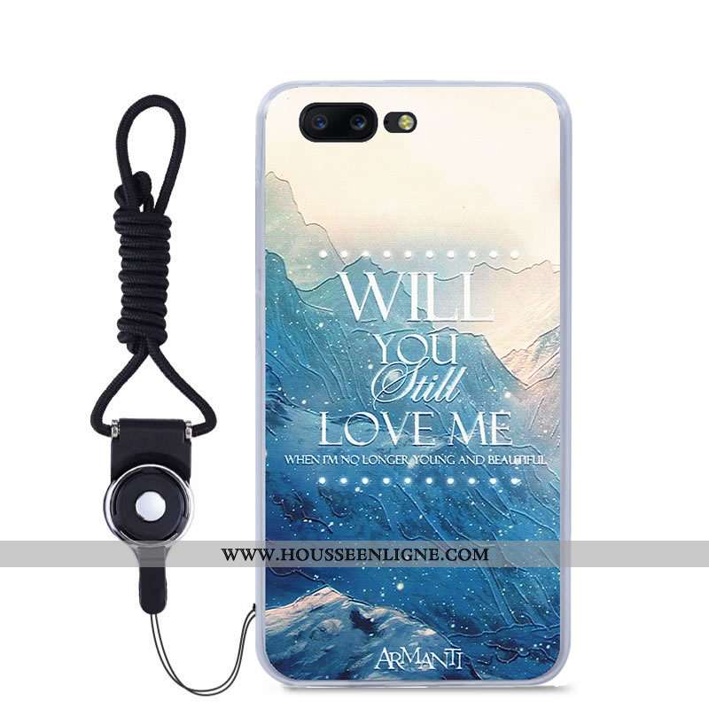 Étui Oneplus 5 Légère Protection Peinture Couleur Bleu Gaufrage Tout Compris