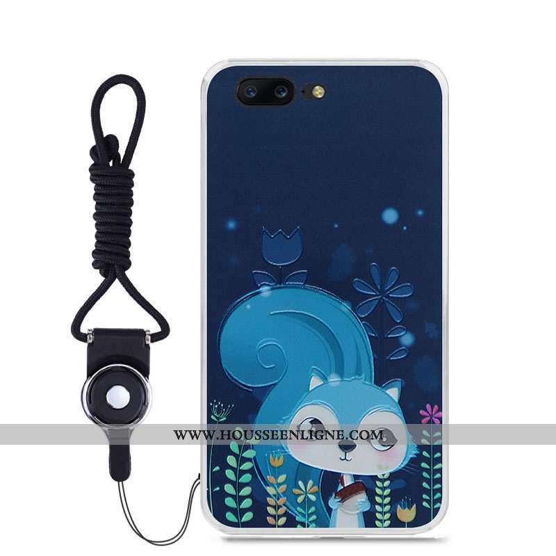 Étui Oneplus 5 Légère Protection Peinture Couleur Bleu Gaufrage Tout Compris