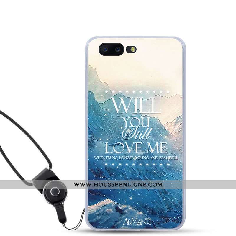 Étui Oneplus 5 Légère Protection Peinture Couleur Bleu Gaufrage Tout Compris