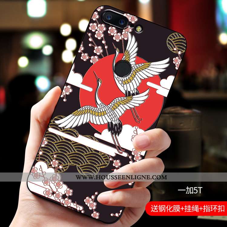 Étui Oneplus 5t Délavé En Daim Personnalité Bleu Coque Fluide Doux Net Rouge Silicone