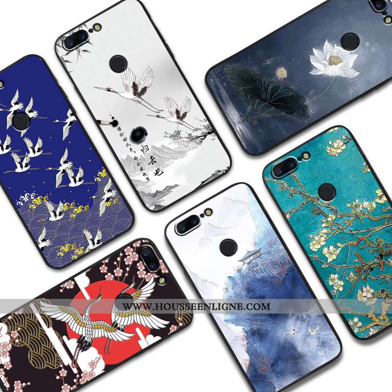 Étui Oneplus 5t Délavé En Daim Personnalité Bleu Coque Fluide Doux Net Rouge Silicone