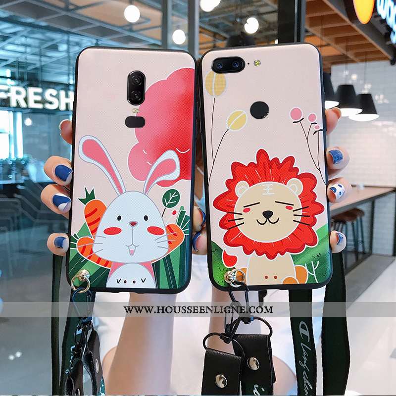 Étui Oneplus 5t Fluide Doux Silicone Ornements Suspendus Frais Téléphone Portable Coque Rose