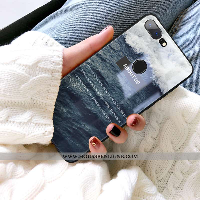 Étui Oneplus 5t Tendance Fluide Doux Clair Verre Vent Bleu Miroir