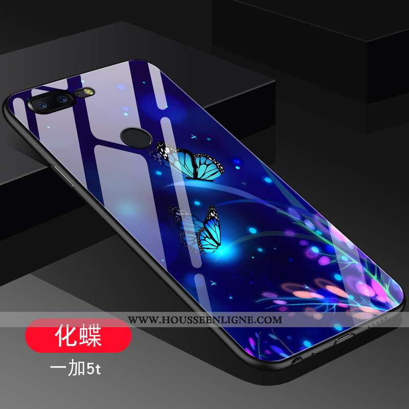 Étui Oneplus 5t Verre Personnalité Tendance Protection Net Rouge Téléphone Portable Noir