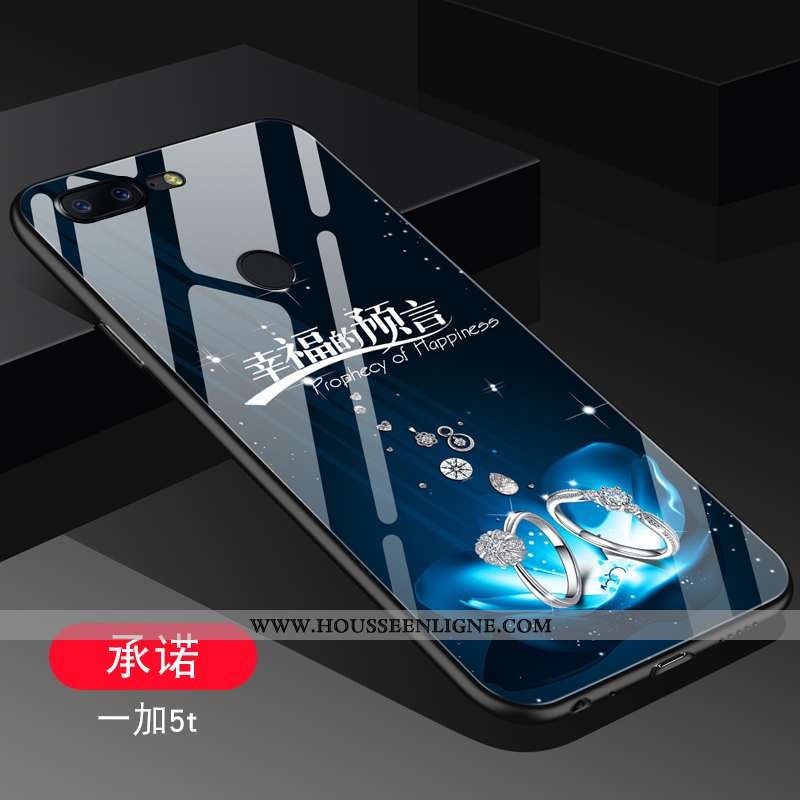 Étui Oneplus 5t Verre Personnalité Tendance Protection Net Rouge Téléphone Portable Noir