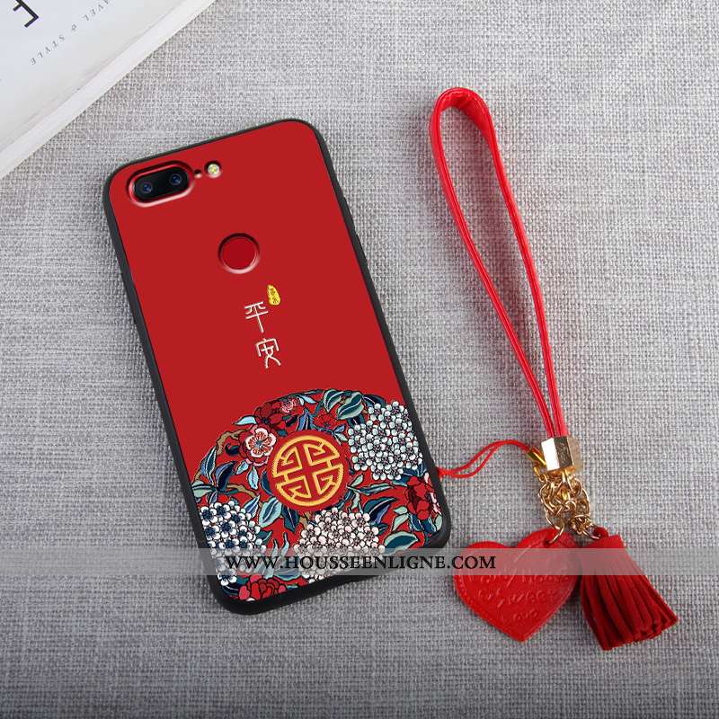 Étui Oneplus 5t Vintage Fluide Doux Ornements Suspendus Coque Vent Art Rouge