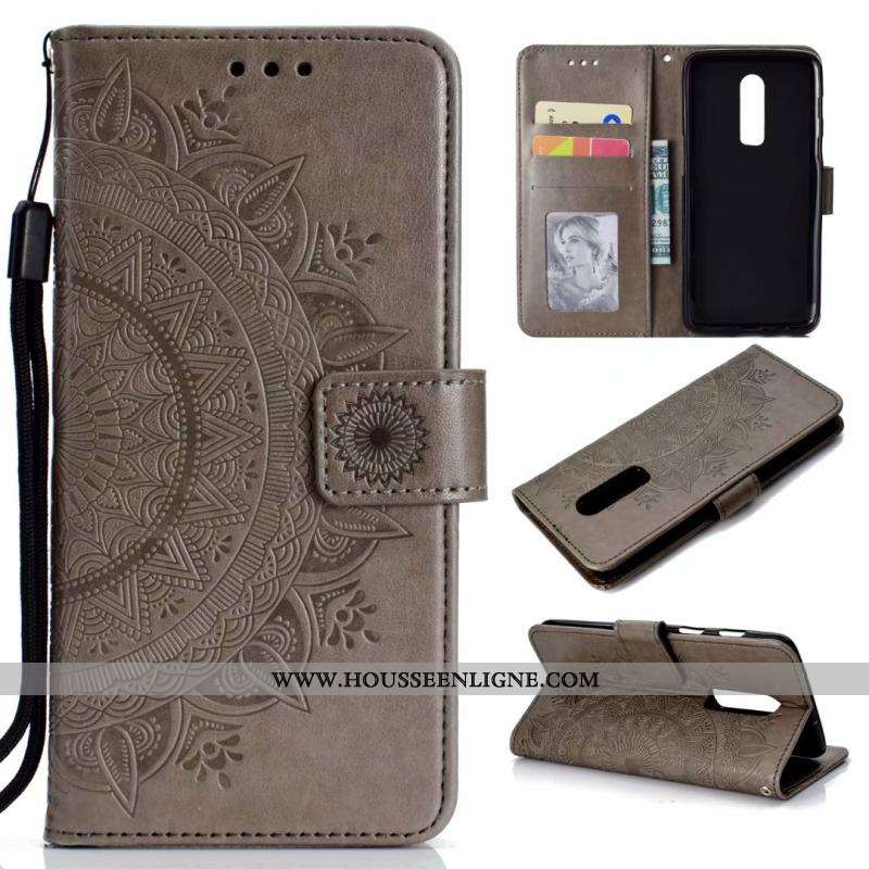 Étui Oneplus 6 Fluide Doux Cuir Téléphone Portable Sac Carte Clamshell Coque Rose