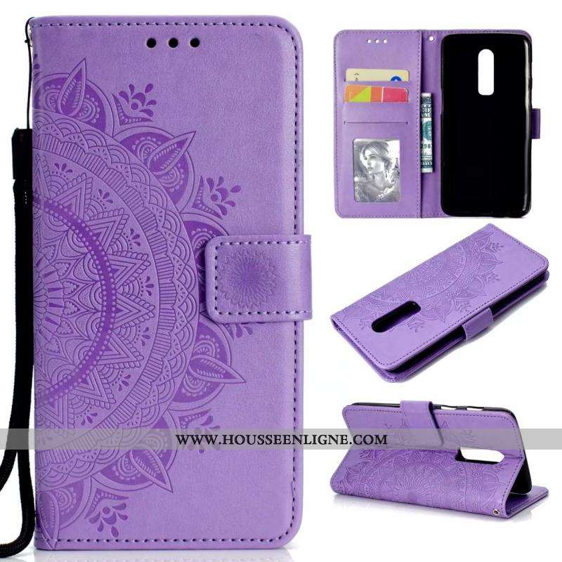 Étui Oneplus 6 Fluide Doux Cuir Téléphone Portable Sac Carte Clamshell Coque Rose