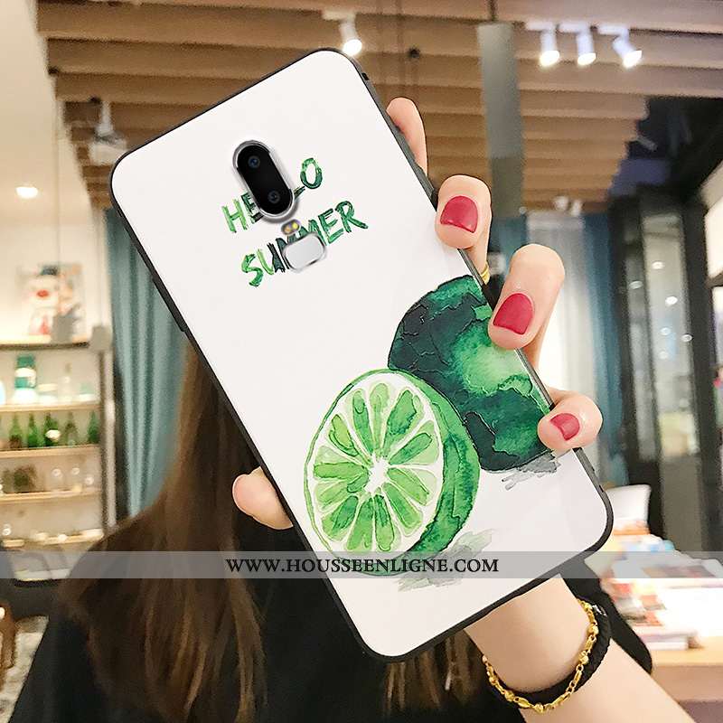 Étui Oneplus 6 Gaufrage Fluide Doux Bleu Citron Téléphone Portable Frais Verte