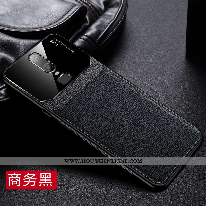 Étui Oneplus 6 Légère Cuir Délavé En Daim Coque Rouge Créatif Légères