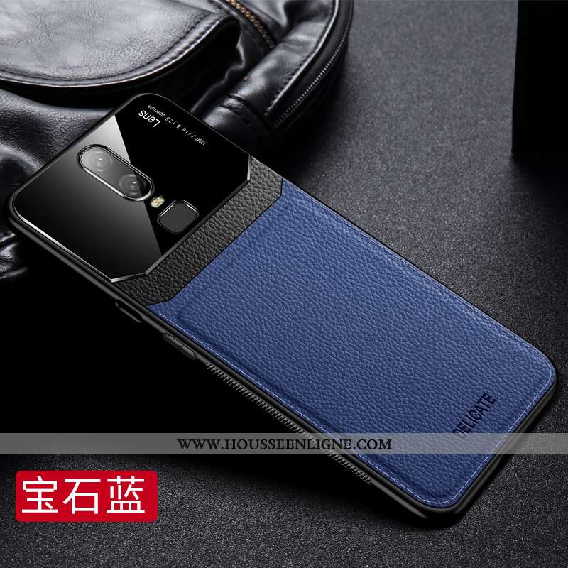 Étui Oneplus 6 Légère Cuir Délavé En Daim Coque Rouge Créatif Légères