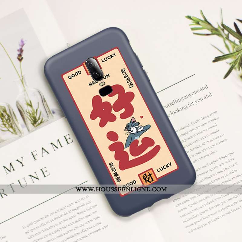 Étui Oneplus 6 Silicone Protection Rat Téléphone Portable Dessin Animé Chat Bleu