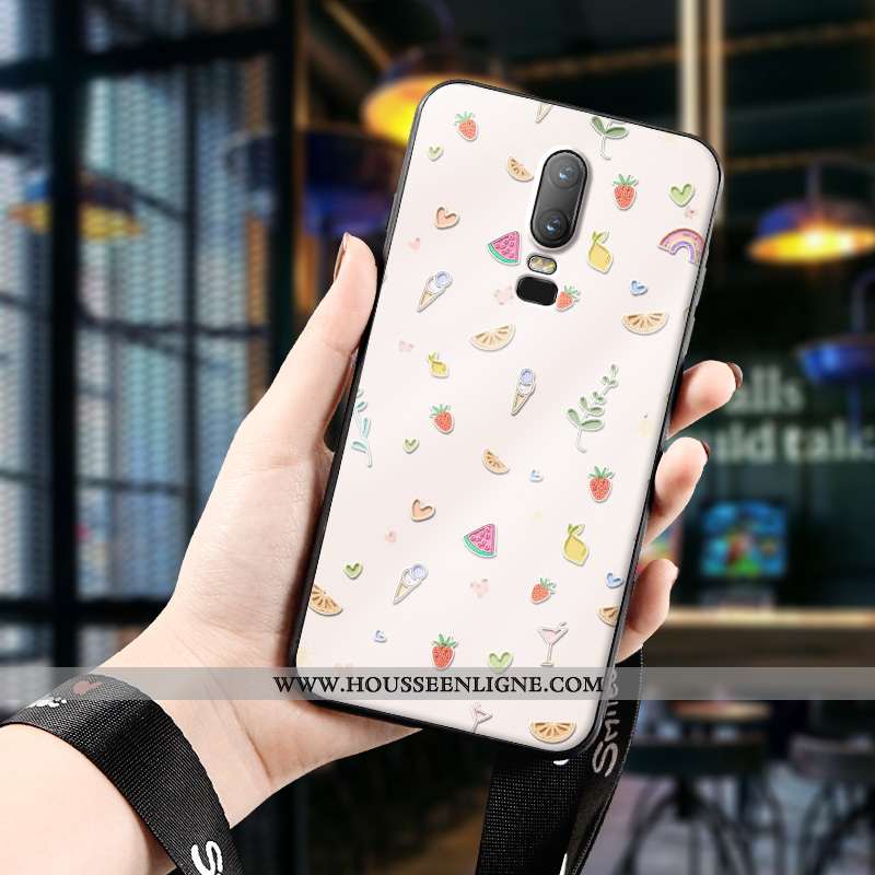 Étui Oneplus 6 Ultra Légère Fluide Doux Gaufrage Dimensionnel Téléphone Portable Créatif Rose