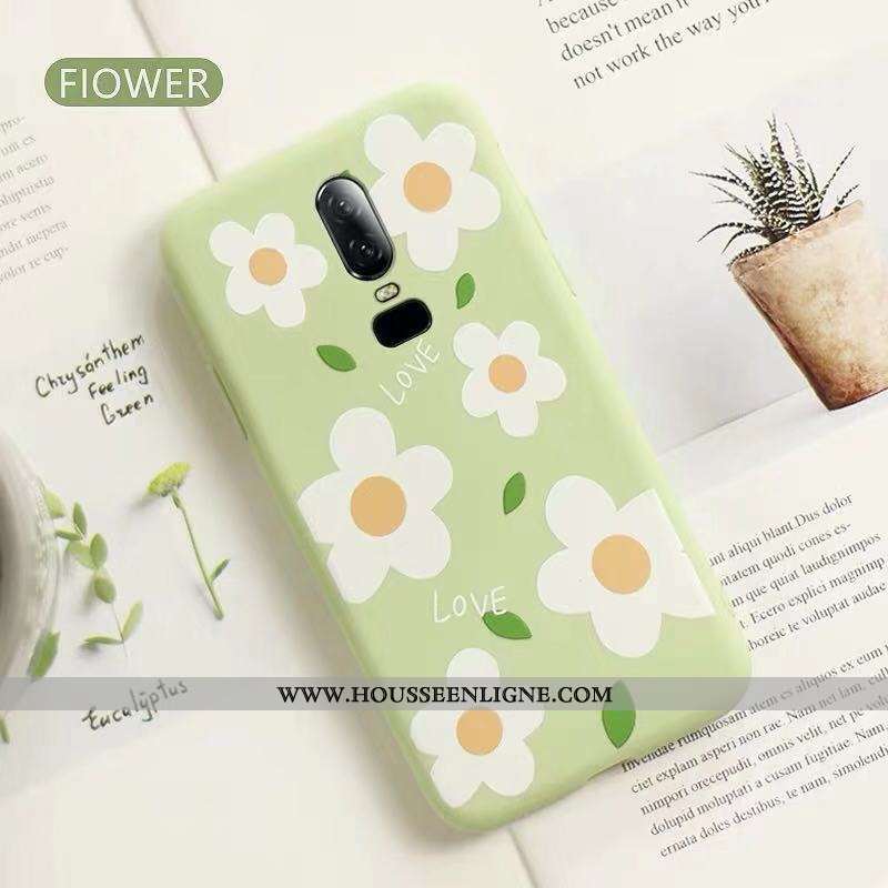 Étui Oneplus 6 Ultra Tendance Coque Incassable Fleur Vert Verte