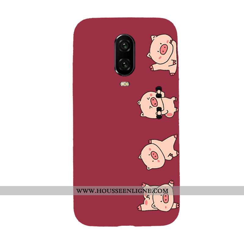 Étui Oneplus 6t Charmant Ultra Incassable Tout Compris Délavé En Daim Téléphone Portable Légère Roug
