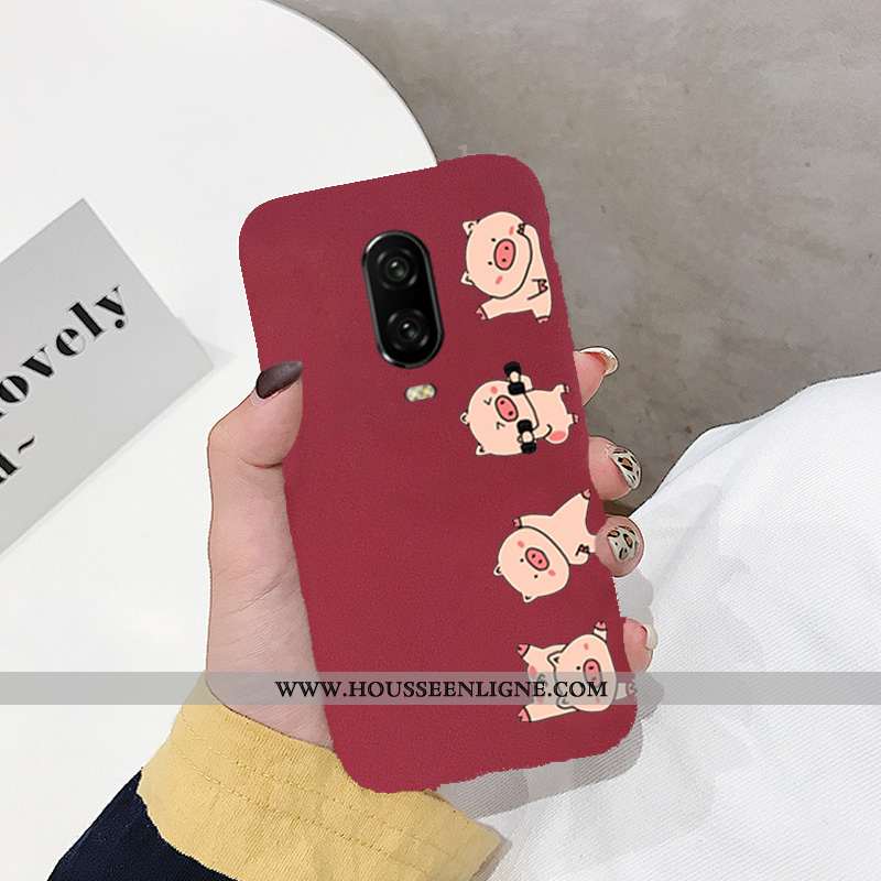 Étui Oneplus 6t Charmant Ultra Incassable Tout Compris Délavé En Daim Téléphone Portable Légère Roug