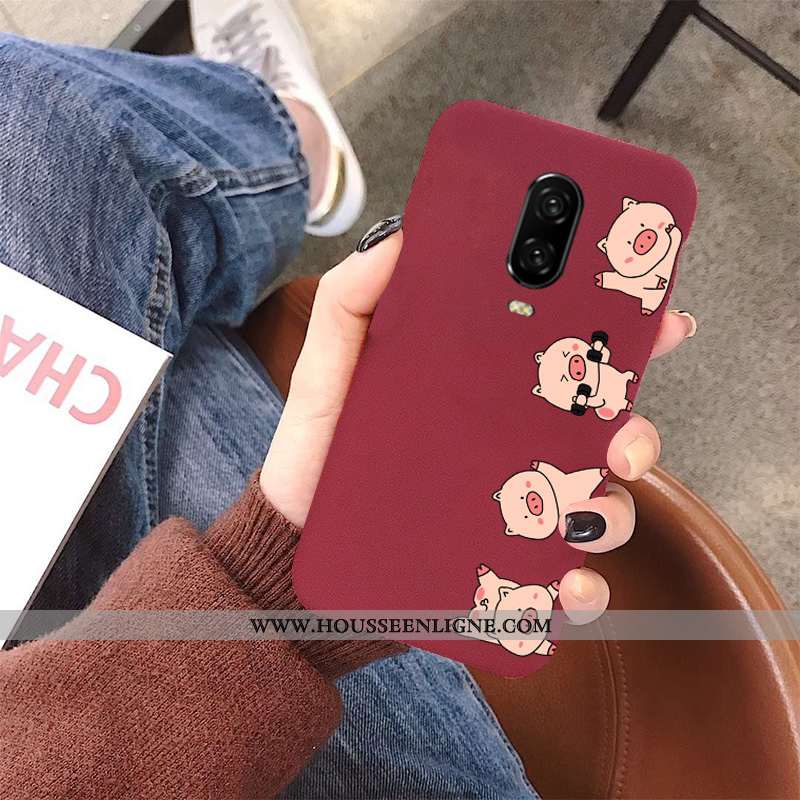 Étui Oneplus 6t Charmant Ultra Incassable Tout Compris Délavé En Daim Téléphone Portable Légère Roug
