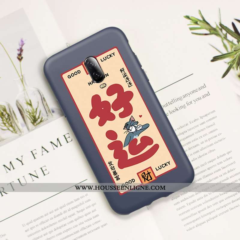 Étui Oneplus 6t Charmant Ultra Silicone Dessin Animé Chat Fluide Doux Protection Rouge
