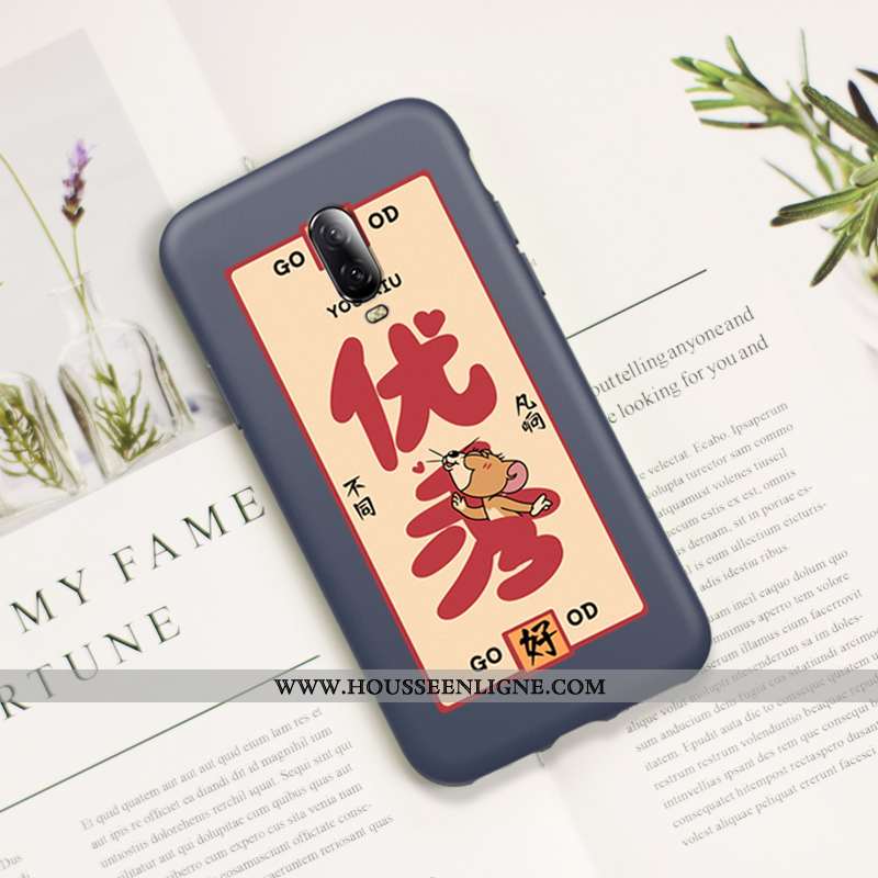 Étui Oneplus 6t Charmant Ultra Silicone Dessin Animé Chat Fluide Doux Protection Rouge