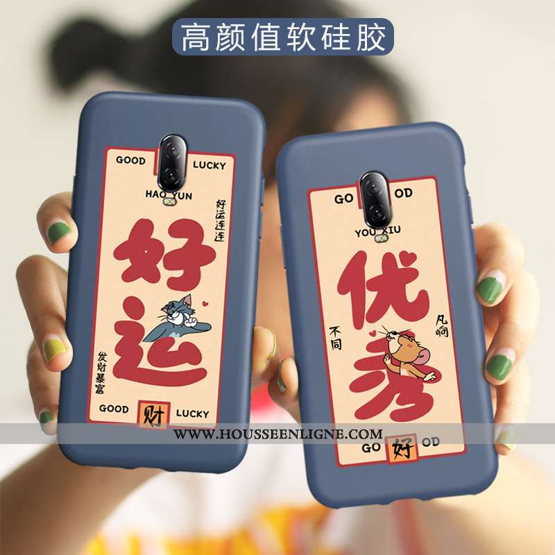 Étui Oneplus 6t Charmant Ultra Silicone Dessin Animé Chat Fluide Doux Protection Rouge