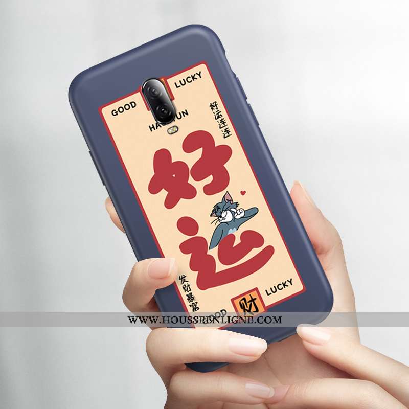 Étui Oneplus 6t Charmant Ultra Silicone Dessin Animé Chat Fluide Doux Protection Rouge