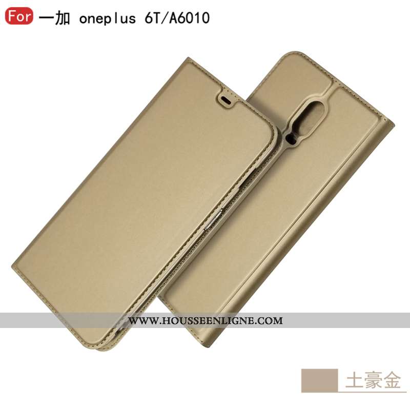 Étui Oneplus 6t Cuir Protection Téléphone Portable Business Carte Incassable Noir