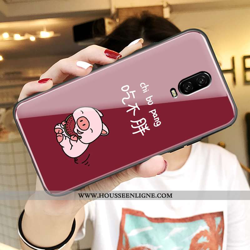 Étui Oneplus 6t Dessin Animé Charmant Bleu Coque Miroir Tout Compris Verre