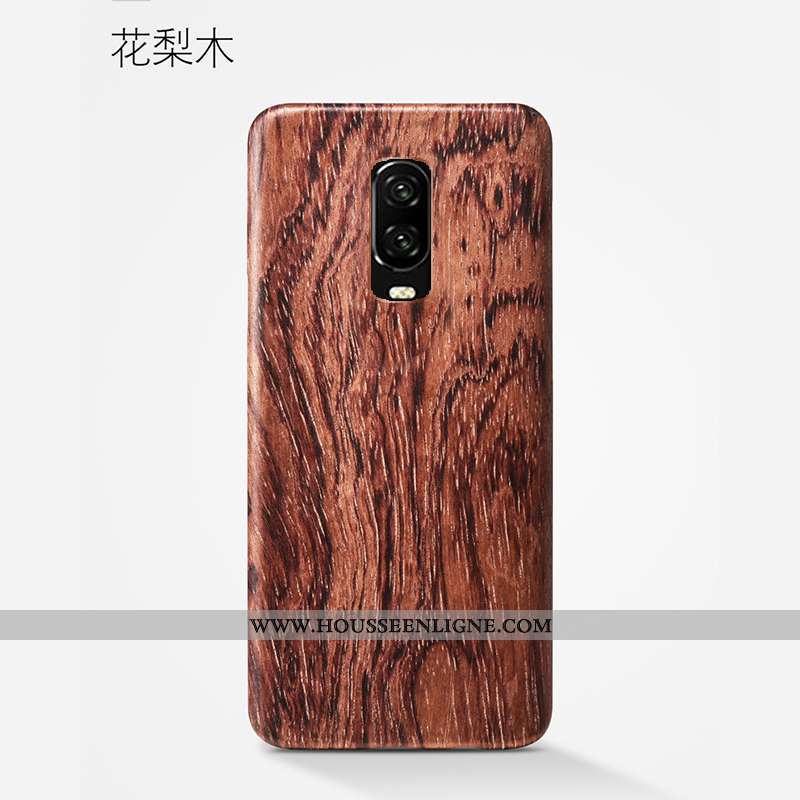 Étui Oneplus 6t En Bois Ultra Coque Protection Téléphone Portable Incassable Délavé En Daim Noir