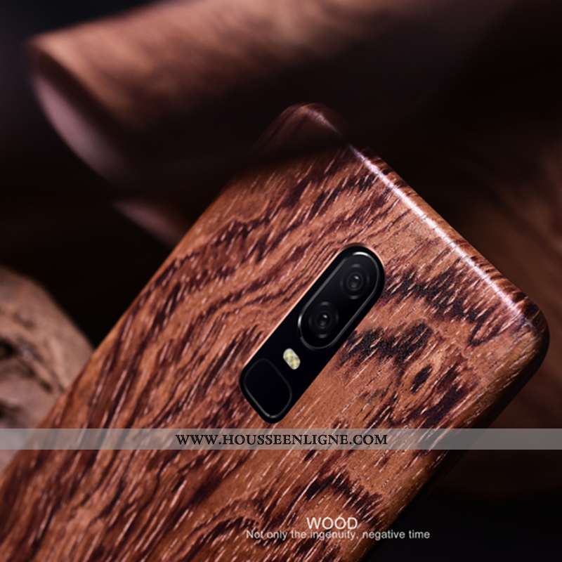 Étui Oneplus 6t En Bois Ultra Coque Protection Téléphone Portable Incassable Délavé En Daim Noir