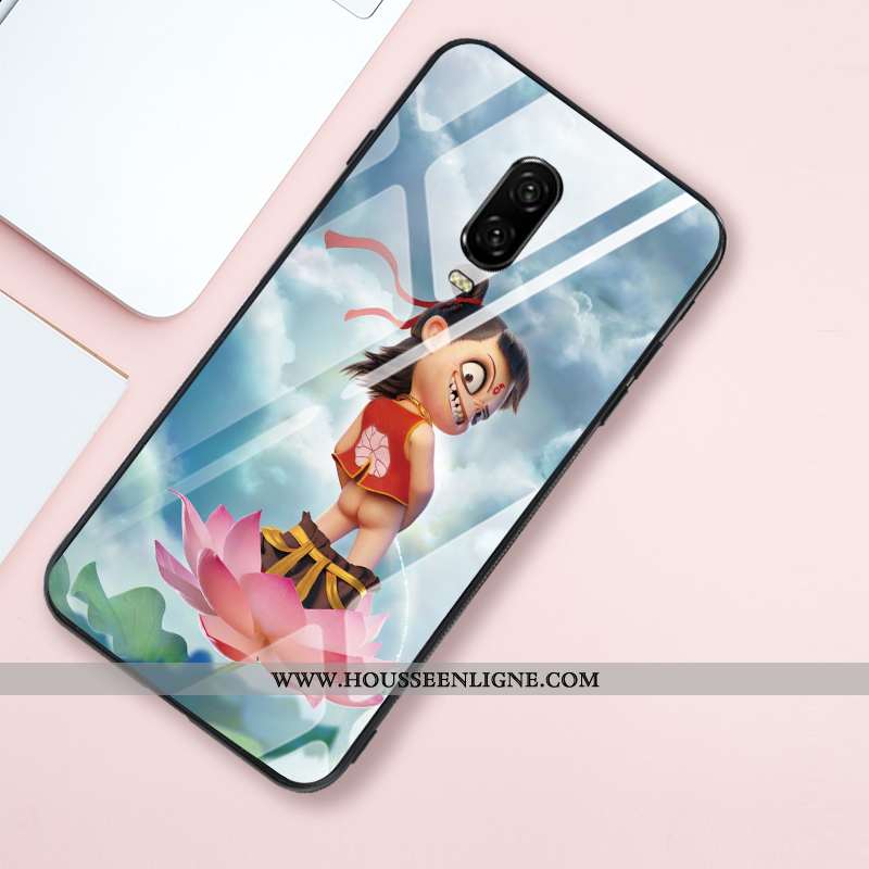 Étui Oneplus 6t Protection Verre Créatif Fluide Doux Tendance Net Rouge Style Chinois Khaki