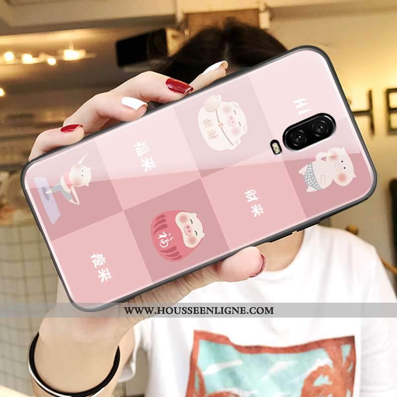 Étui Oneplus 6t Protection Verre Nouveau Dessin Animé Charmant Net Rouge Orange
