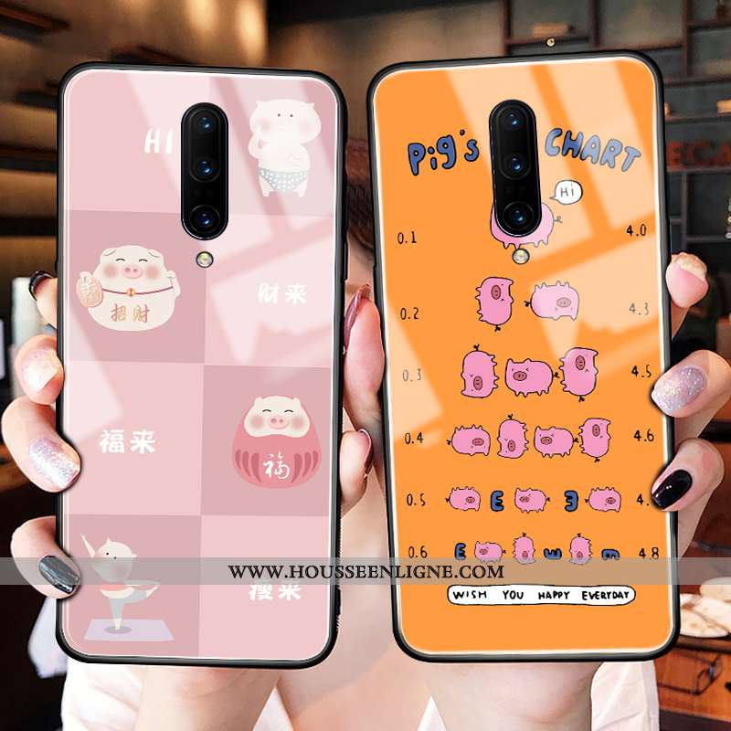 Étui Oneplus 6t Protection Verre Nouveau Dessin Animé Charmant Net Rouge Orange