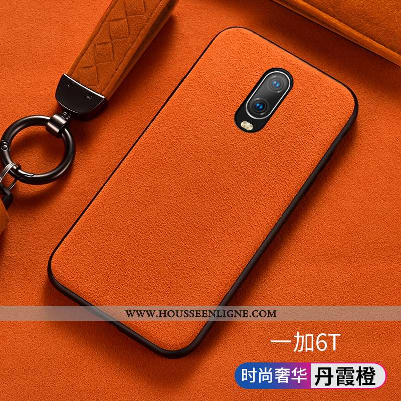 Étui Oneplus 6t Silicone Protection Business Europe Luxe Orange Téléphone Portable
