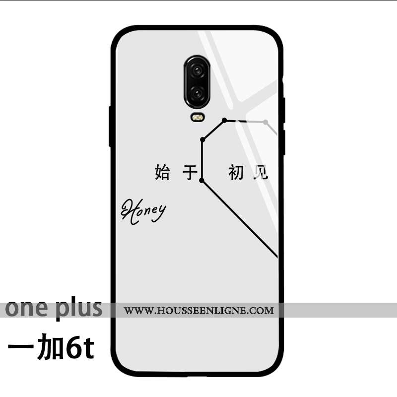 Étui Oneplus 6t Tendance Fluide Doux Personnalité Téléphone Portable Nouveau Blanc Blanche