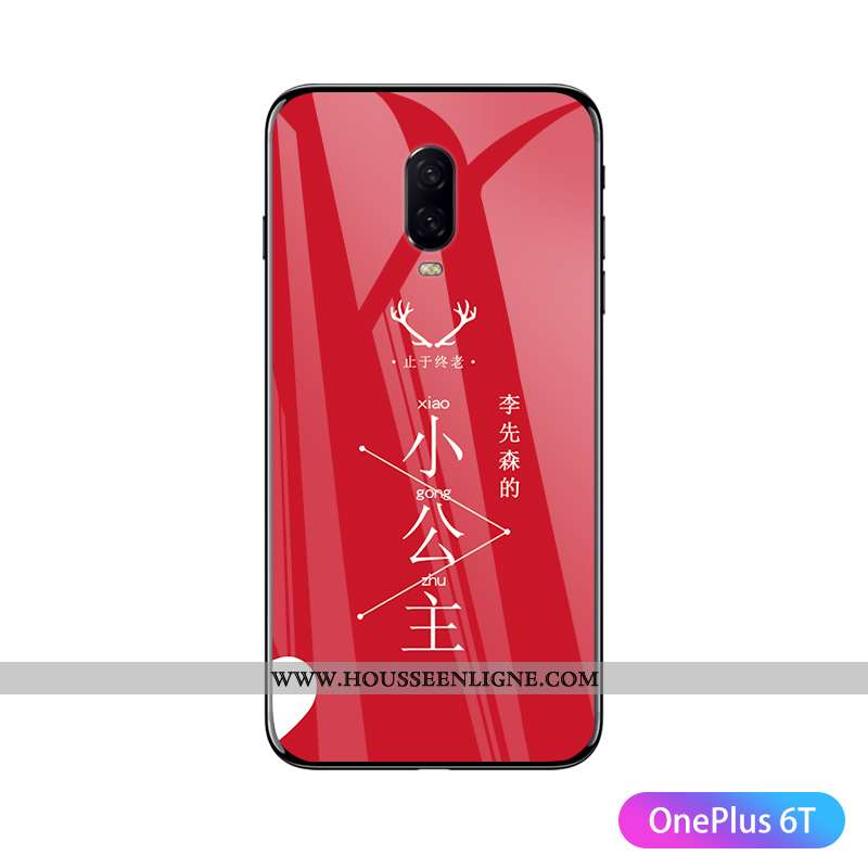 Étui Oneplus 6t Verre Personnalité Personnalisé Ultra Téléphone Portable Coque Amoureux Noir