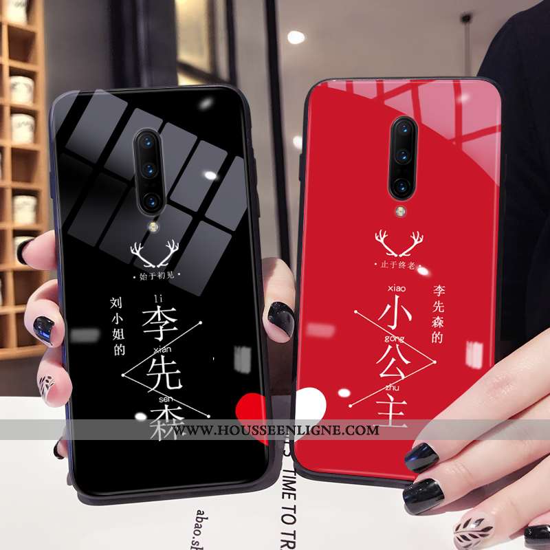 Étui Oneplus 6t Verre Personnalité Personnalisé Ultra Téléphone Portable Coque Amoureux Noir