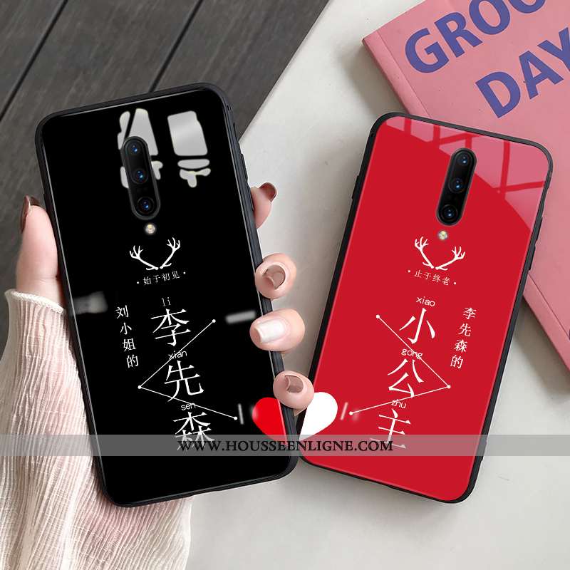 Étui Oneplus 6t Verre Personnalité Personnalisé Ultra Téléphone Portable Coque Amoureux Noir