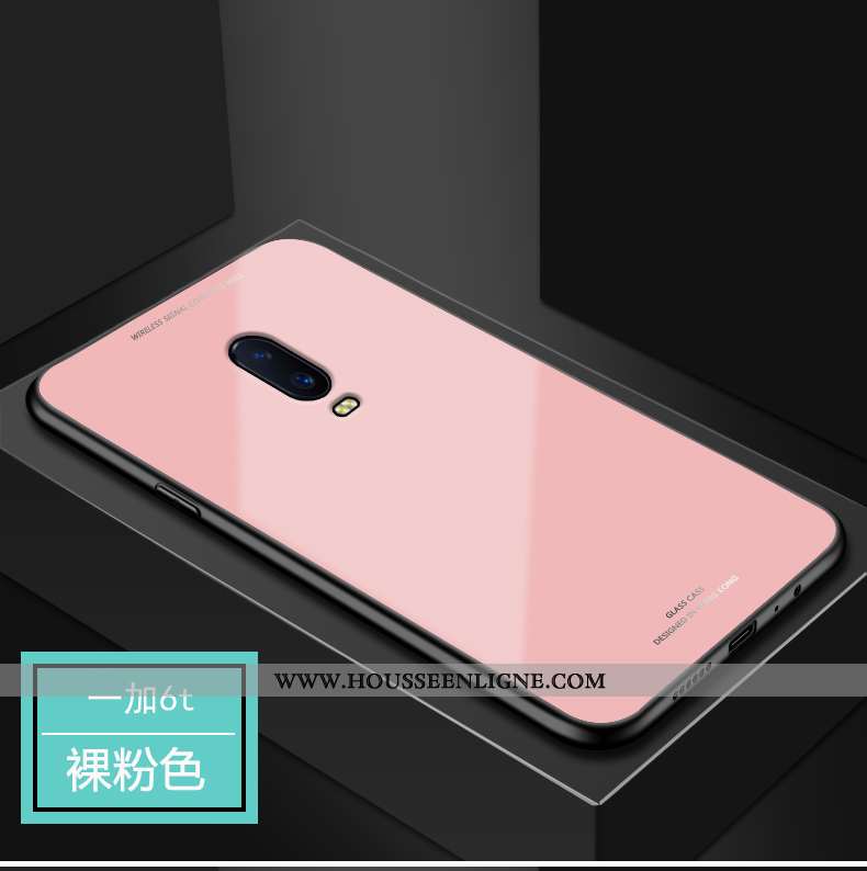 Étui Oneplus 6t Verre Protection Incassable Coque Téléphone Portable Rouge