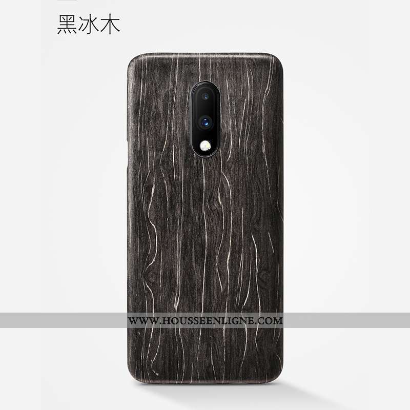 Étui Oneplus 7 En Bois Ultra Fleur Marron Délavé En Daim Tout Compris Protection